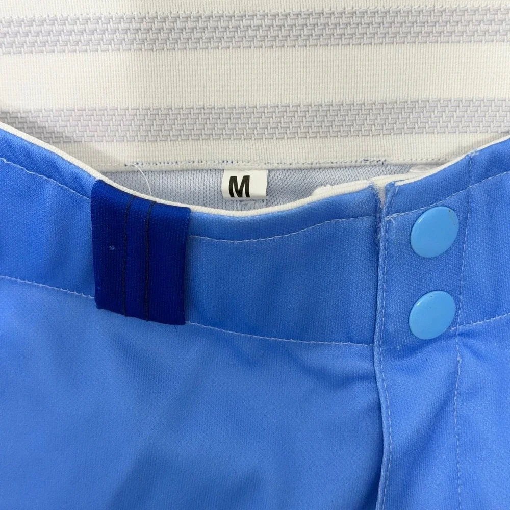 Select Mens Baseball Pants Light Blue Navy Red‎ Stripe Elastic Cuff Size Medium